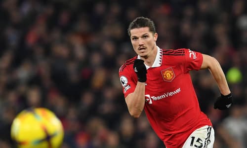 Marcel Sabitzer in action for Man Utd