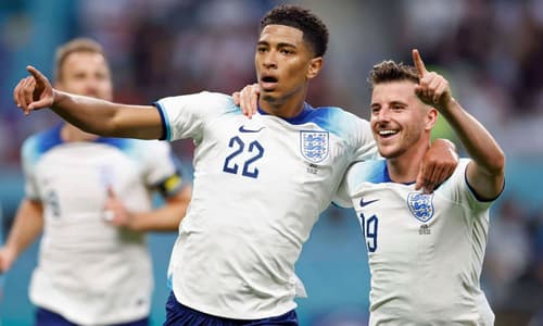 England's Harry Kane, Jude Bellingham and Mason Mount