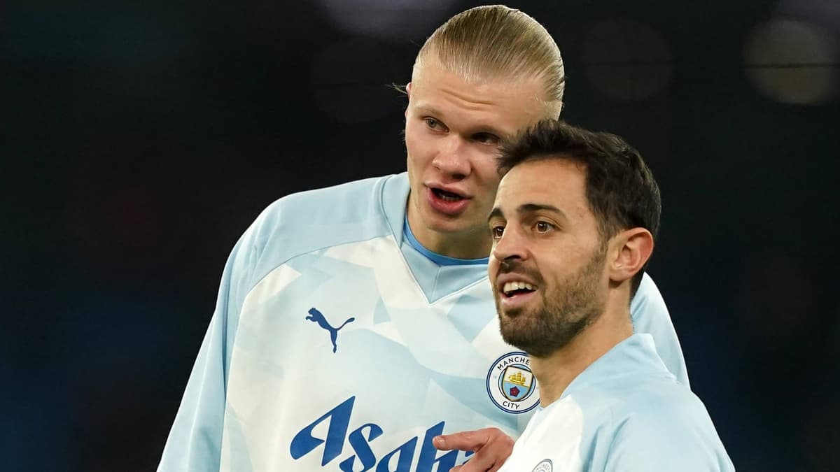 Manchester City's Erling Haaland and Bernardo Silva