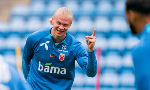 Erling Haaland in training with Norway