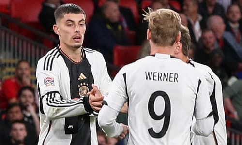 Kai Havertz and Timo Werner in action for Germany.