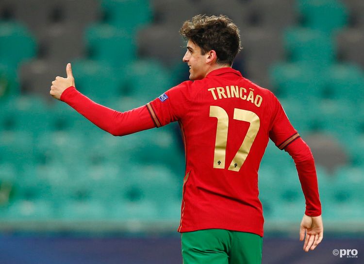 Trincao playing for Portugal at the Euro Under-21 Championship