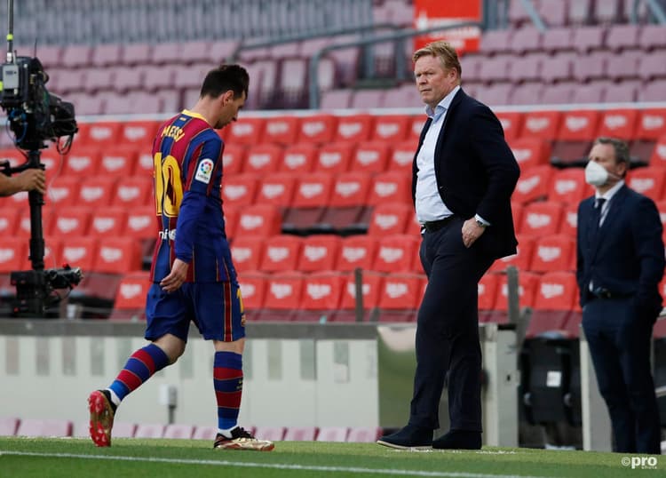 Ronald Koeman and Messi together at Barcelona