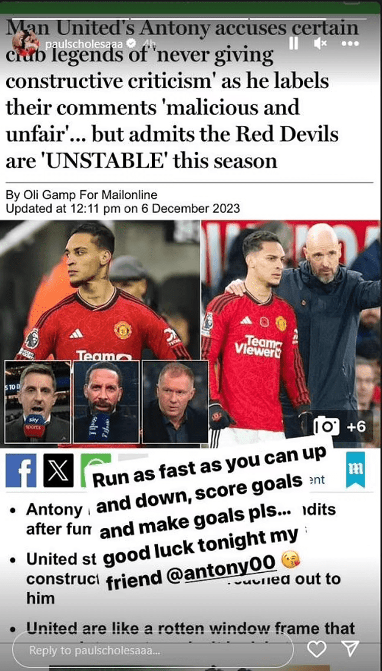 Paul Scholes' response on Instagram