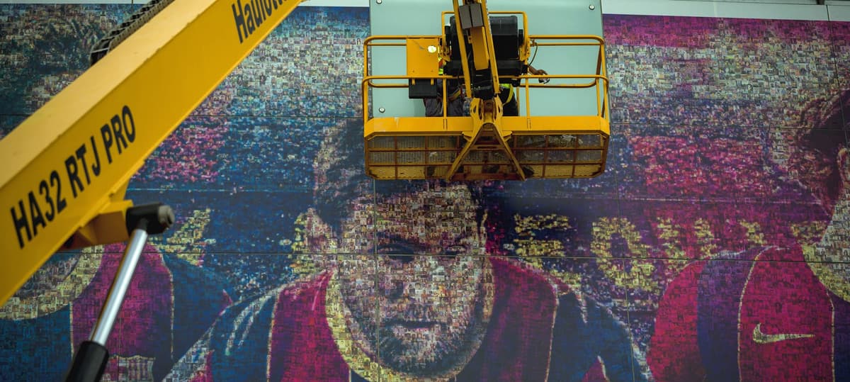 Lionel Messi's image was removed from Camp Nou after he left Barcelona for PSG.