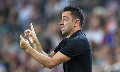 Xavi on the Barcelona touchline.