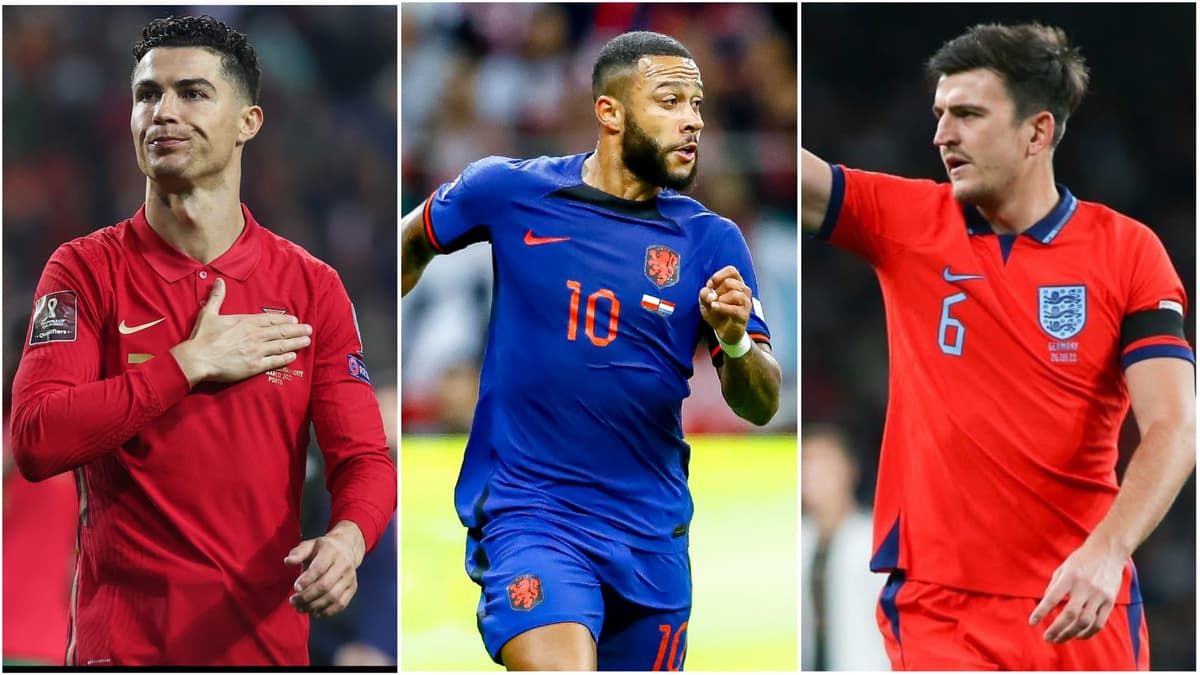 Cristiano Ronaldo, Memphis Depay, Harry Maguire, WK, 2022