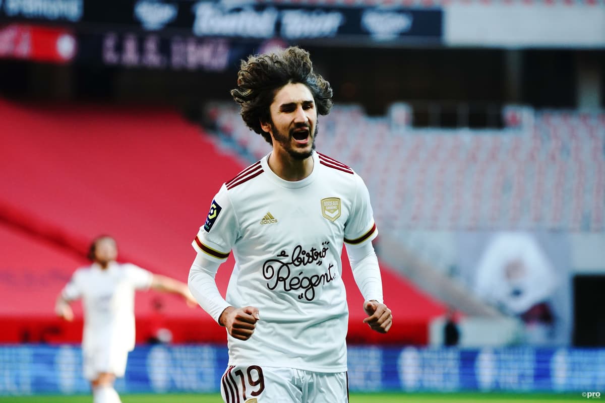 Milan midfielder Yacine Adli playing for Bordeaux against Nice