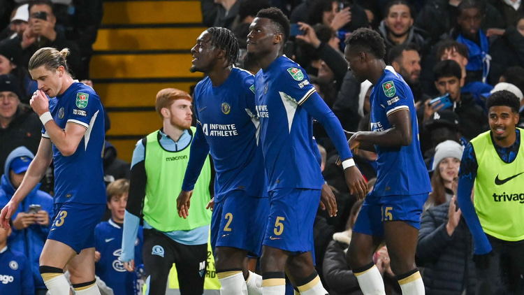 Benoit Badiashile celebrating his goal against Blackburn