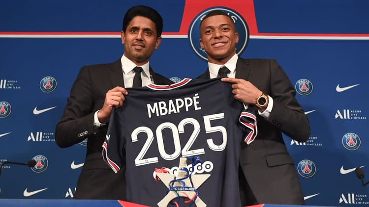 Nasser Al-Khelaifi and Kylian Mbappe