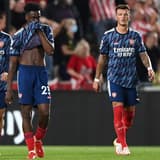 Albert Sambi Lokonga during Arsenal's 2-0 loss to Brentford in the Premier League