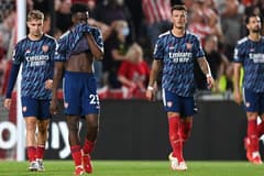 Albert Sambi Lokonga during Arsenal's 2-0 loss to Brentford in the Premier League