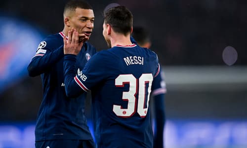 Lionel Messi and Kylian Mbappe celebrate PSG beating Club Brugge 4-1 in UCL