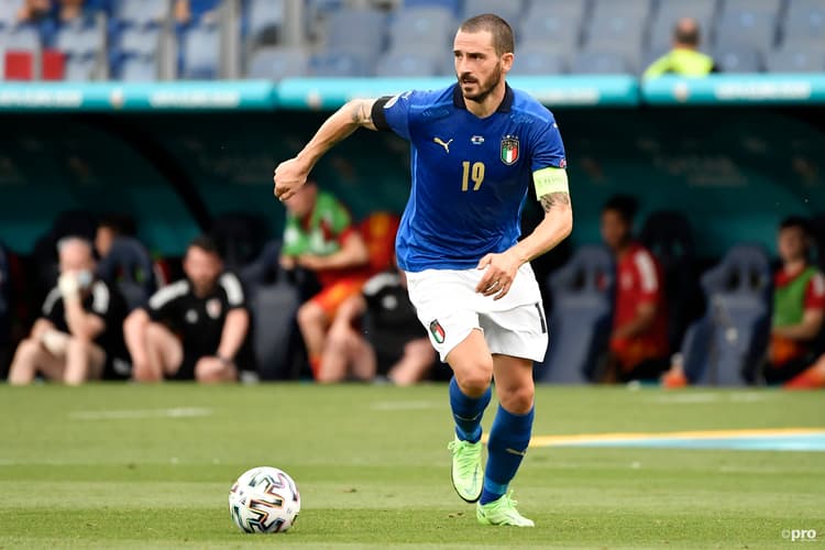 Leonardo Bonucci in actie voor het Italiaanse nationale elftal
