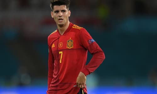 Juventus attacker Alvaro Morata playing for Spain at Euro 2020