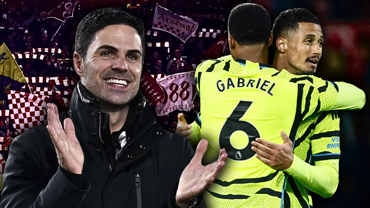 Mikel Arteta, William Saliba, Gabriel Magalhaes, Arsenal