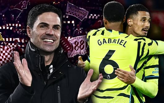 Mikel Arteta, William Saliba, Gabriel Magalhaes, Arsenal