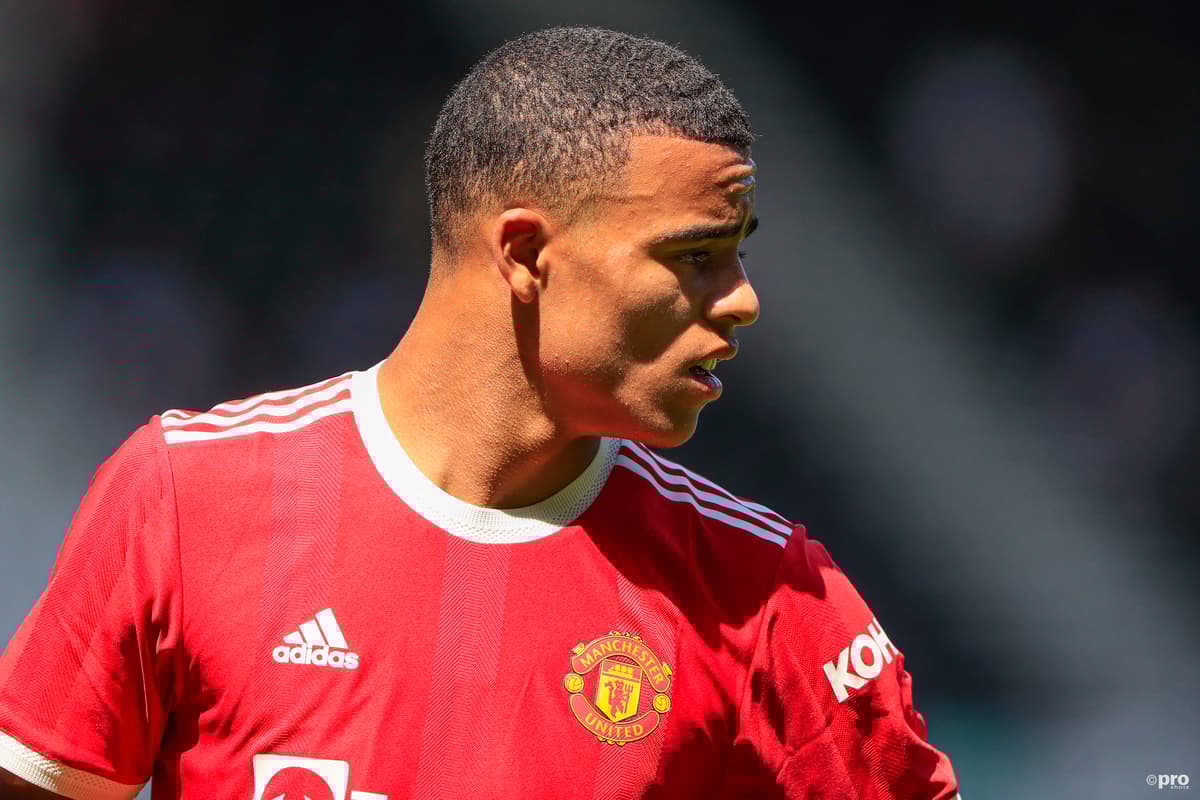 Mason Greenwood playing in a pre-season friendly for Manchester United against Derby County