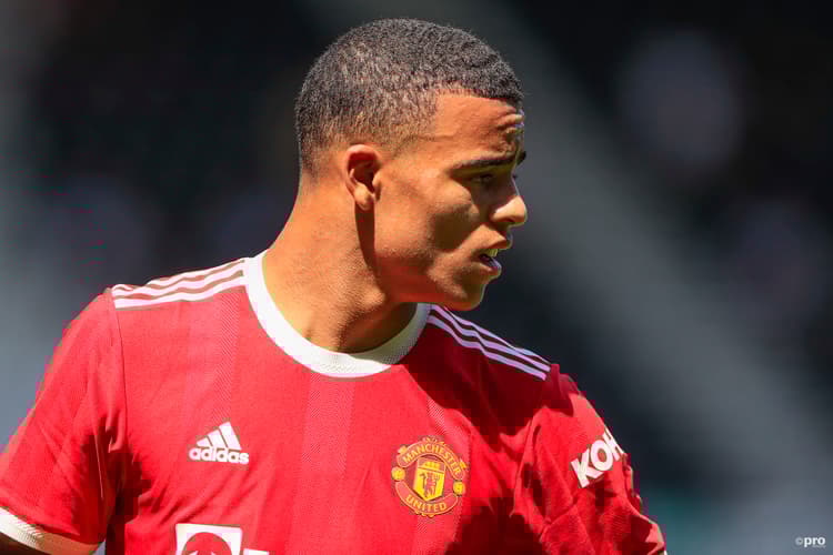 Mason Greenwood playing in a pre-season friendly for Manchester United against Derby County