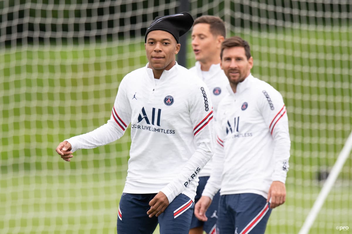 Kylian Mbappe and Lionel Messi at PSG training