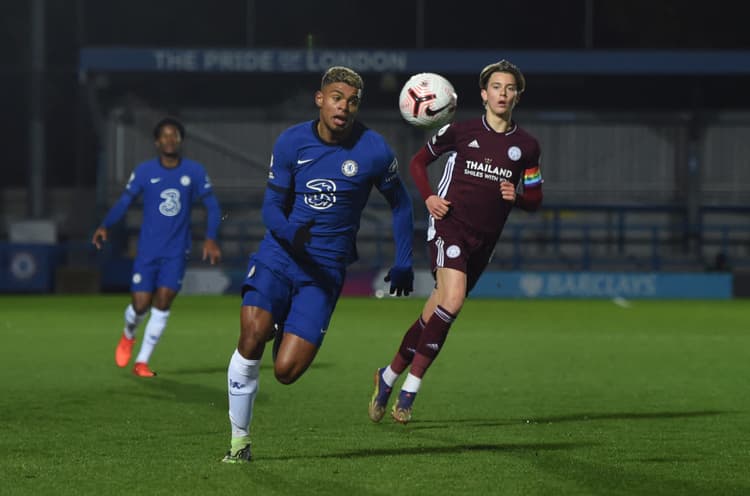 KINGSTON UPON THAMES, ENGLAND – DECEMBER 04:    Tino Anjorin of Chelsea during PL2 match between Chelsea U23 and Leicester U23 at Kingsmeadow on December 04, 2020 in Kingston upon Thames, England. (Photo by Clive Howes – Chelsea FC/Chelsea FC via Getty Images)