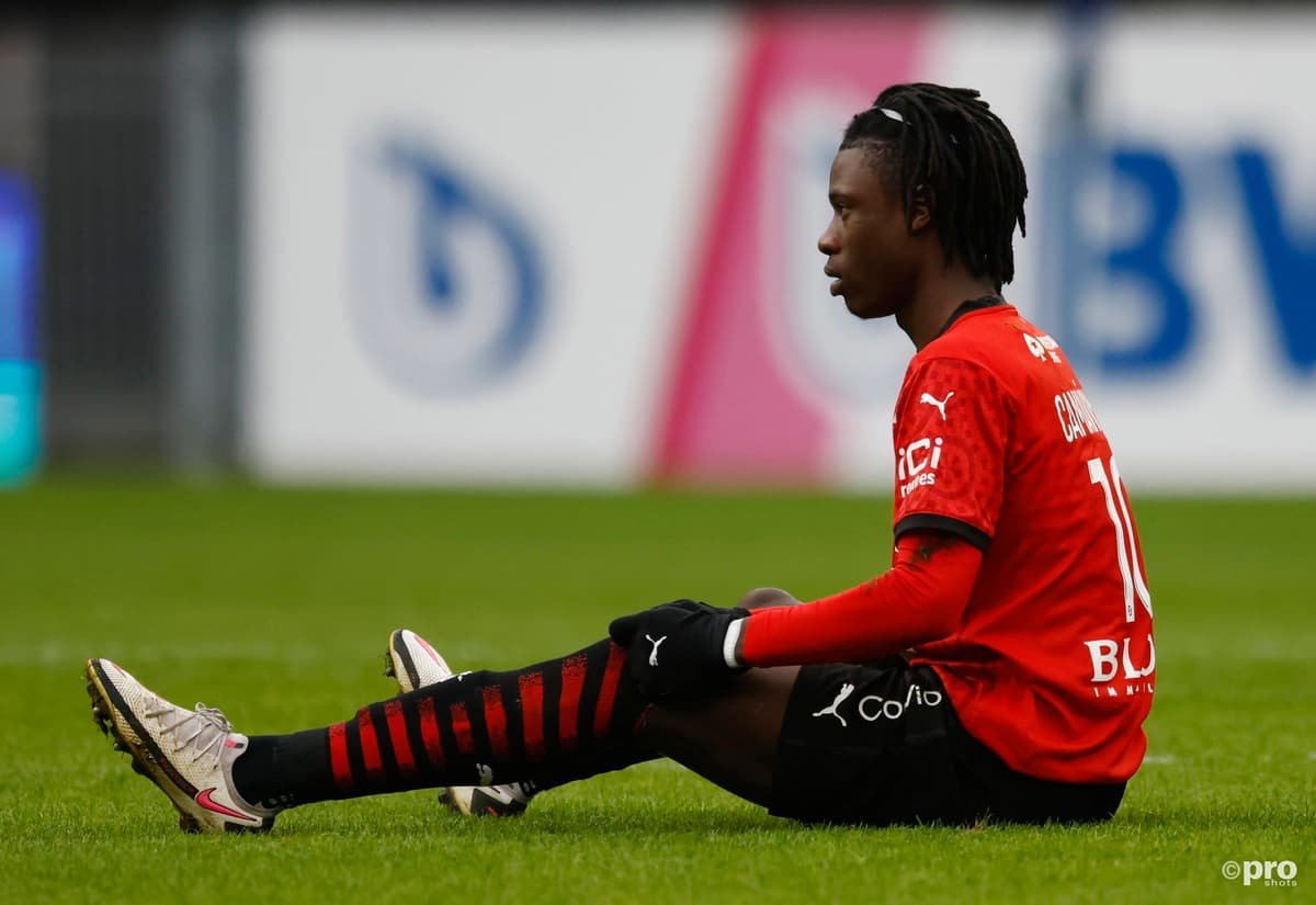 Man Utd and PSG target Eduardo Camavinga playing for Rennes in Ligue 1