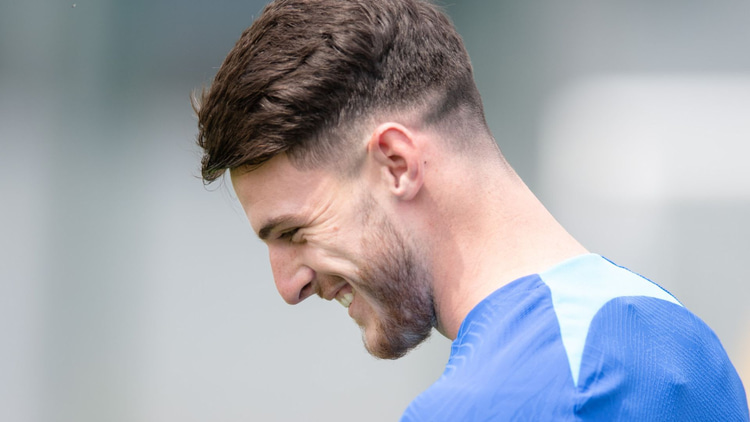 Declan Rice smiles down