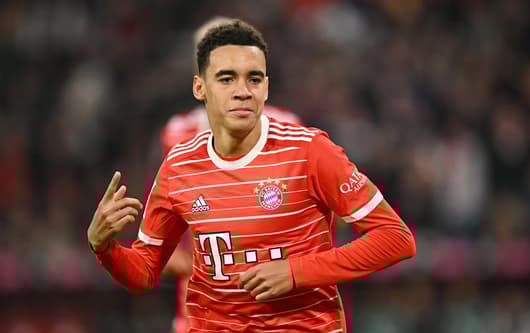 Jamal Musiala in action with Bayern Munich.