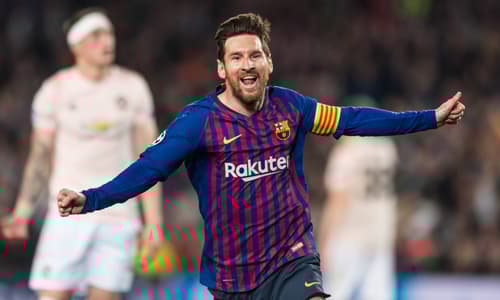 Lionel Messi celebrates a goal