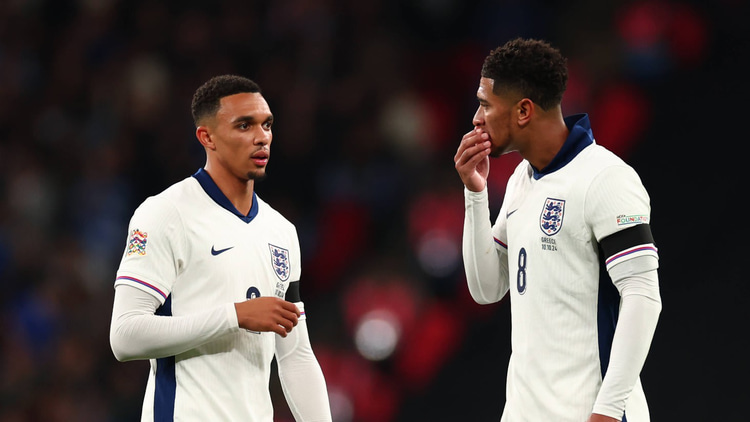 Trent Alexander-Arnold and Jude Bellingham in England action