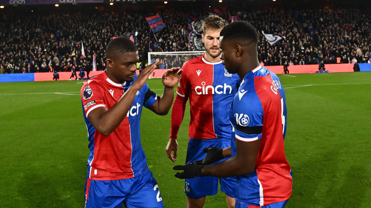 Cheick Doucoure, Joachim Andersen and Marc Guehi, Crystal Palace