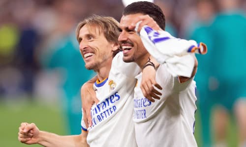 Real Madrid pair Luka Modric and Dani Ceballos.
