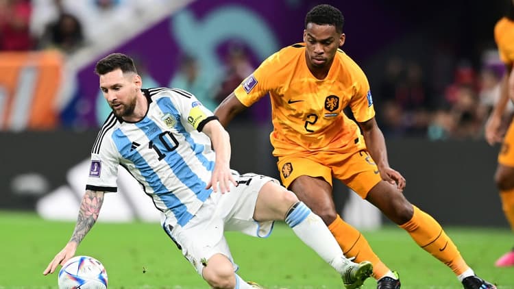 Timber in action against Messi at the World Cup