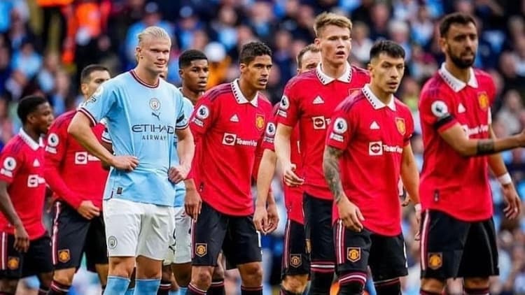Erling Braut Haaland was tegen Manchester United bij liefst vijf doelpunten betrokken.