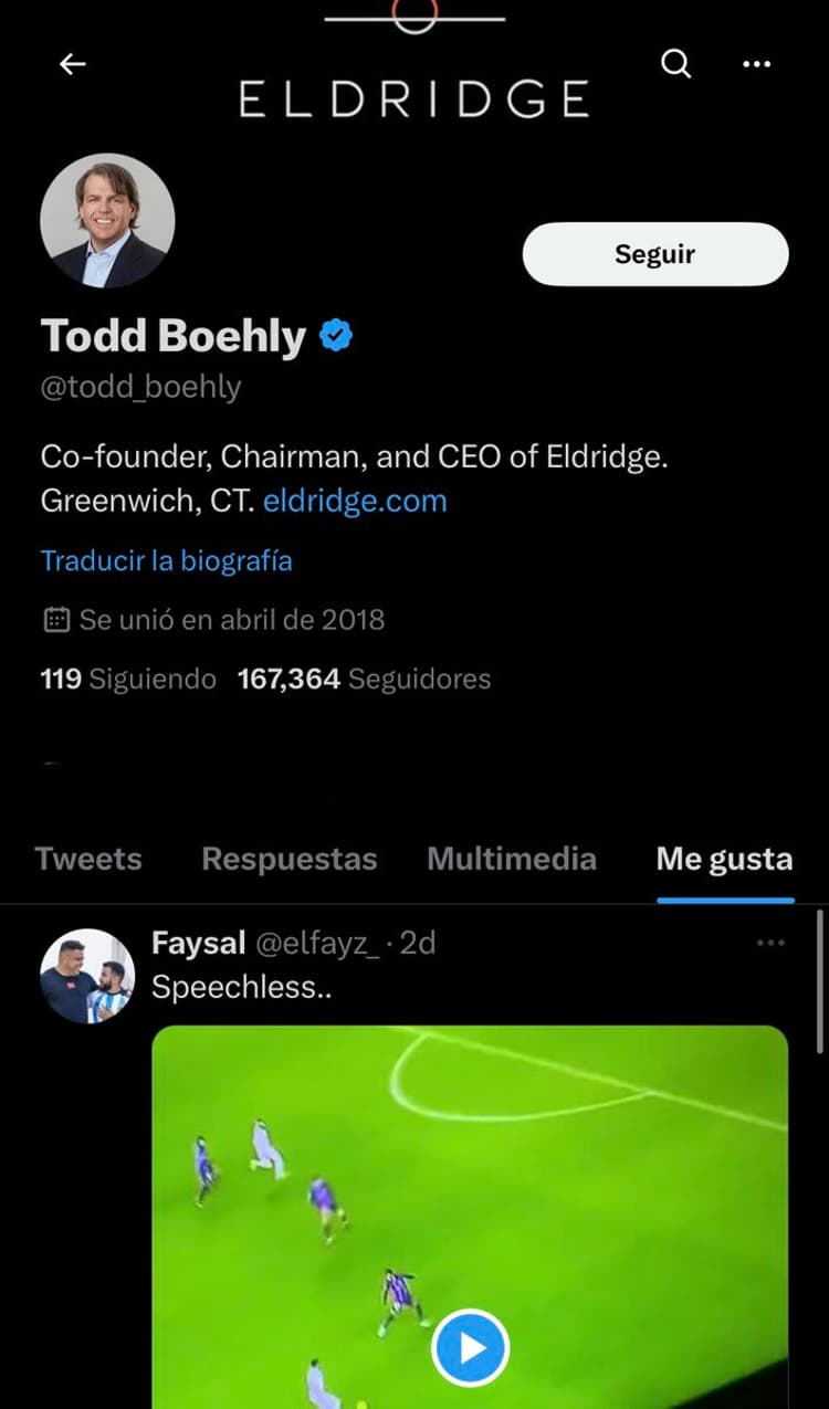 Todd Boehly 'likes' Tweet