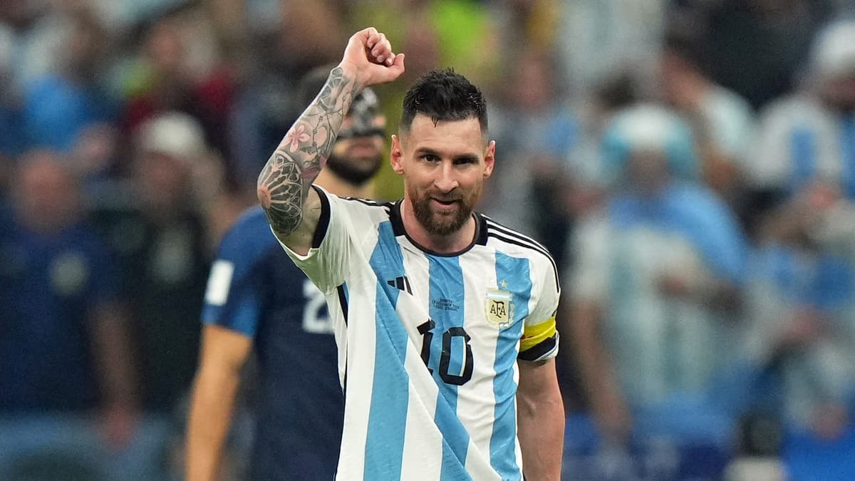 Lionel Messi after his penalty for Argentina against Croatia.