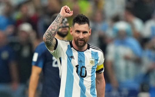 Lionel Messi after his penalty for Argentina against Croatia.