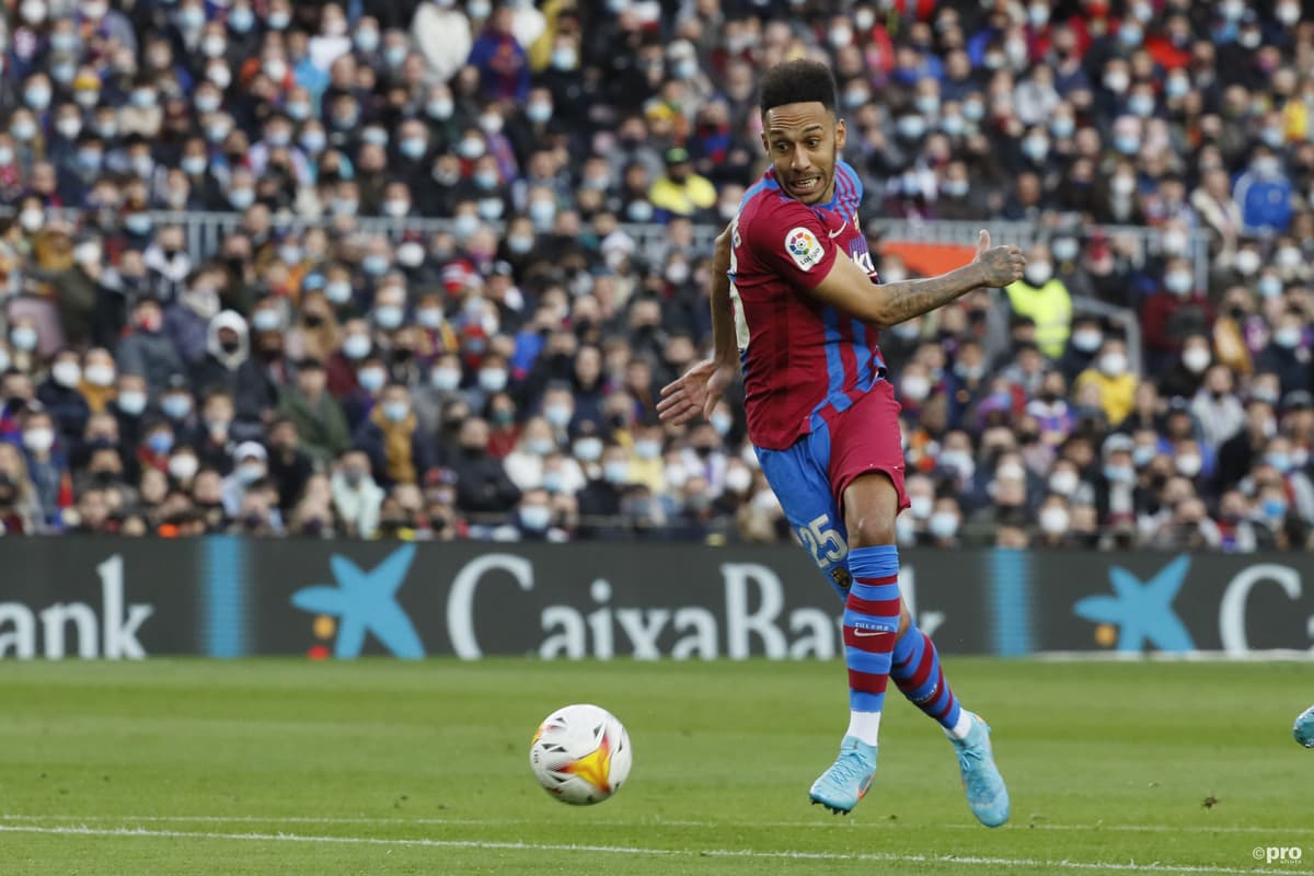 Pierre-Emerick Aubameyang in action on debut for Barcelona against Atletico Madrid