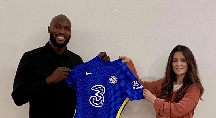 Romelu Lukaku during his Chelsea presentation