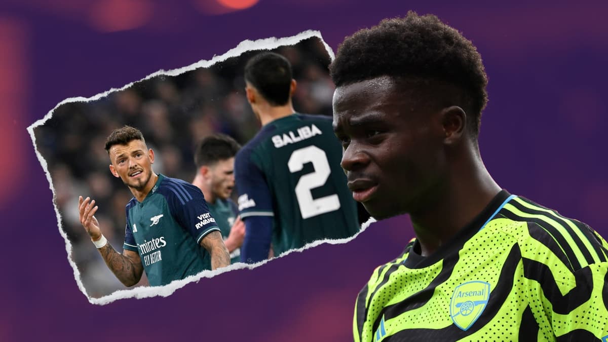 Bukayo Saka, Ben White, William Saliba, Arsenal, 2023/24
