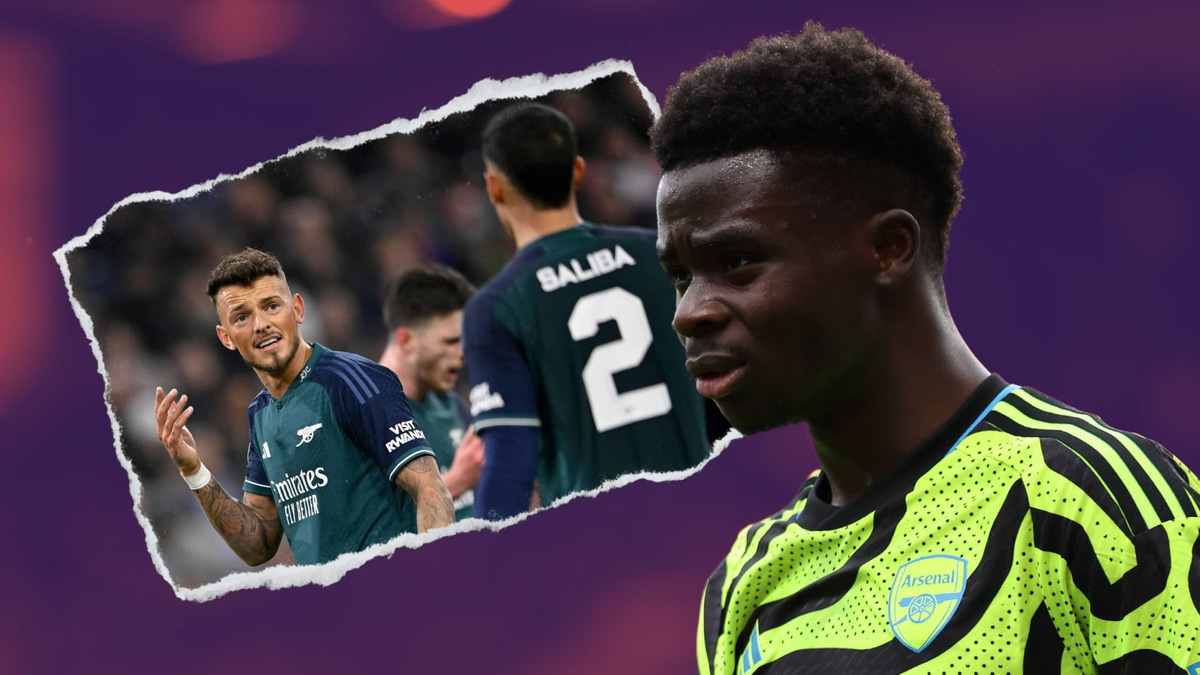 Bukayo Saka, Ben White, William Saliba, Arsenal, 2023/24
