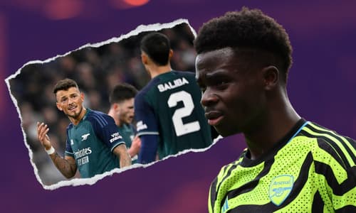 Bukayo Saka, Ben White, William Saliba, Arsenal, 2023/24
