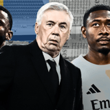 Carlo Ancelotti, Antonio Rudiger and David Alaba