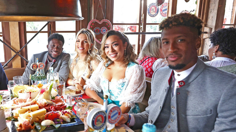 Alphonso Davies at Oktoberfest with Kingsley Coman