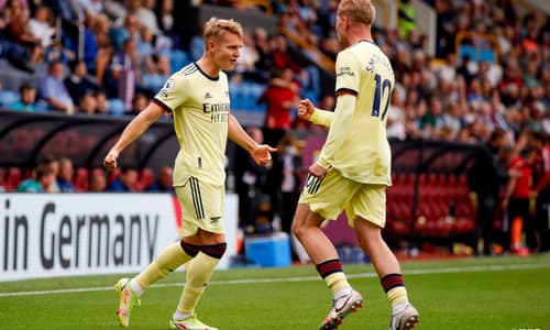Martin Odegaard scores against Burnley