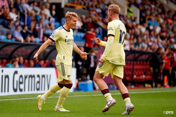 Martin Odegaard scores against Burnley