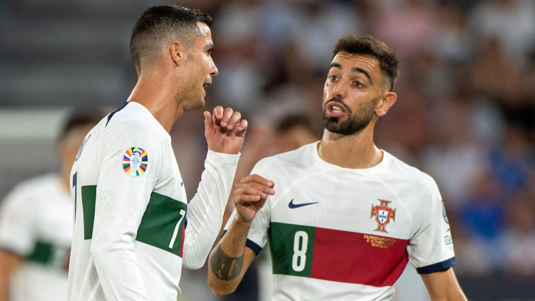 Bruno Fernandes with Cristiano Ronaldo