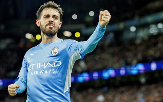 Bernardo Silva celebrates a goal for Manchester City.