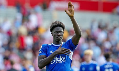Amadou Onana in action for Everton.