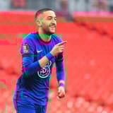 Hakim Ziyech celebrates his FA Cup semi-final winning goal